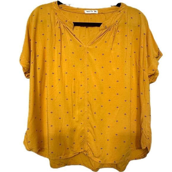 Deco F/S Short Sleeve Split V-Neckline Size 2XL Top - Picture 1 of 12